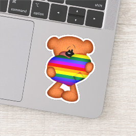 Rainbow LGBT Gay Pride Teddy Bear Liefde Hart Sticker
