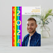 Rainbow LGBT Graduation Party Photo Gold Folie Uitnodiging (Staand Voorkant)