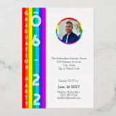 Rainbow LGBT Graduation Party Photo Gold Folie Uitnodiging (Achterkant)