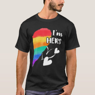 Rainbow LGBT Hart. Ik ben van haar voor koppels Ga T-shirt