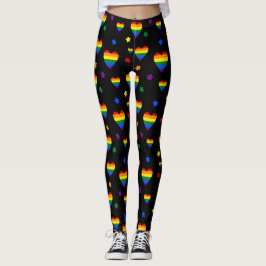 Rainbow LGBT Hearts en kleurrijk Flowers Patroon Leggings