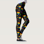 Rainbow LGBT Hearts en kleurrijk Flowers Patroon Leggings (Rechts)