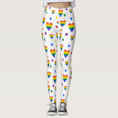 Rainbow LGBT Hearts en kleurrijk Flowers Patroon Leggings (Voorkant)