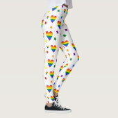 Rainbow LGBT Hearts en kleurrijk Flowers Patroon Leggings (Rechts)