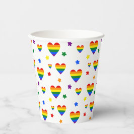 Rainbow LGBT Hearts en kleurrijk Flowers Patroon Papieren Bekers