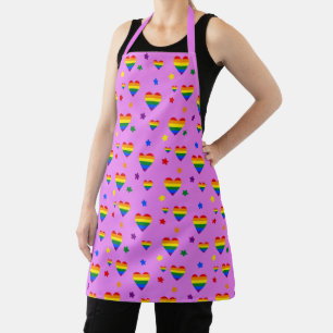 Rainbow LGBT Hearts en kleurrijk Flowers Patroon Schort