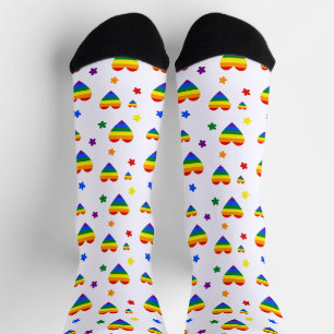 Rainbow LGBT Hearts en kleurrijk Flowers Patroon Sokken