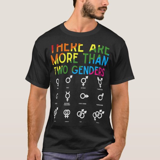 Rainbow LGBT Pride Er zijn meer dan twee geslachte T-shirt (Voorkant)
