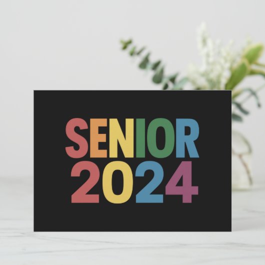 Rainbow LGBT Pride Senior 2024 Afstuderen Kaart (Staand voorkant)