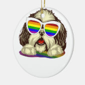 Rainbow LGBT vlag Gay Pride Shih Tzu Hond Kopie Keramisch Ornament (Links)