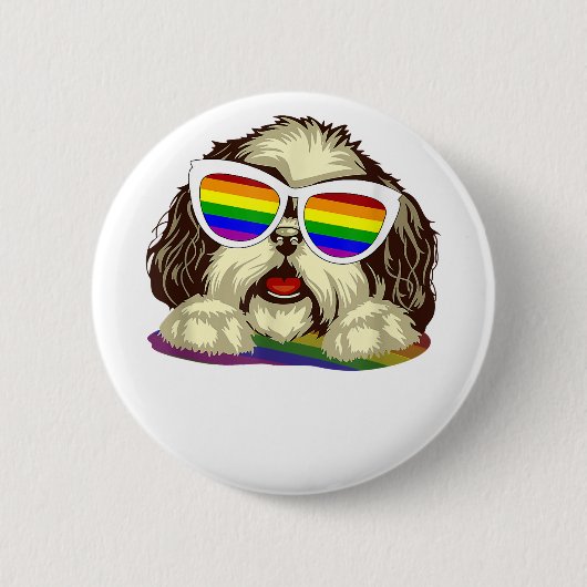 Rainbow LGBT vlag Gay Pride Shih Tzu Hond Kopie Ronde Button 5,7 Cm (Voorkant)