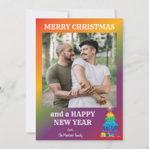 Rainbow LGBTQ Family Holiday Card Feestdagenkaart