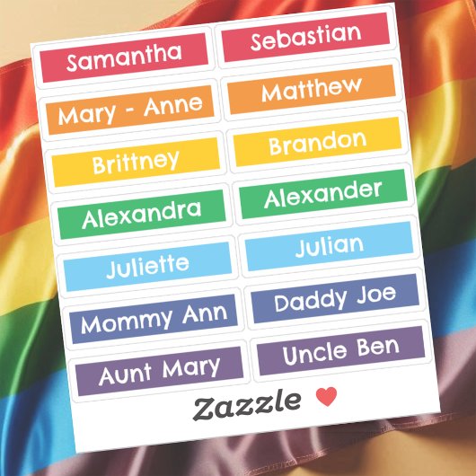 Rainbow LGBTQ Flag Custom Guest List Namen Sticker