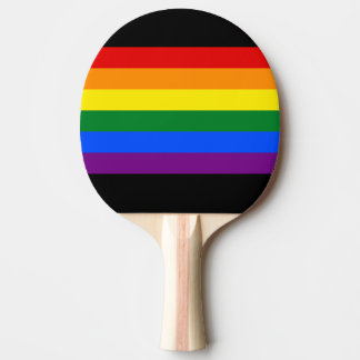 Rainbow LGBTQ+ Flag Ping Pong Paddle Bat (zwart) Tafeltennisbatje