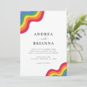 Rainbow LGBTQ Gay QR Code Pride All in One Weddens Kaart (Staand voorkant)