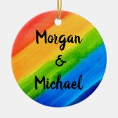 Rainbow LGBTQ-kerstfeestdag Keramisch Ornament (Voorkant)
