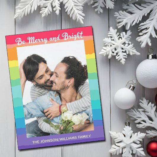 Rainbow LGBTQ Photo Cute Magnetic Kerstkaart