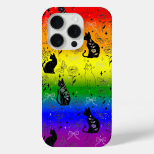 Rainbow LGBTQ Pride Black Cat beroemd gemaakt door iPhone 15 Pro Case