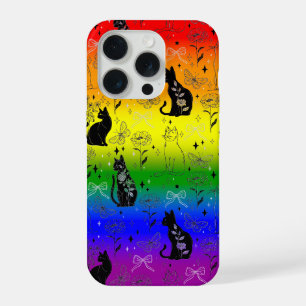 Rainbow LGBTQ Pride Black Cat beroemd gemaakt door iPhone 15 Pro Case