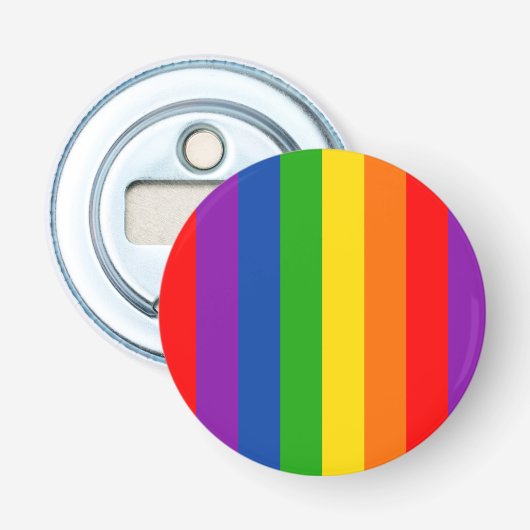 Rainbow LGBTQ+ Pride Flag, Gay Pride Colors Button Flesopener (Voorkant)