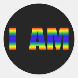 Rainbow LGBTQ Pride I AM Classic Ronde Sticker