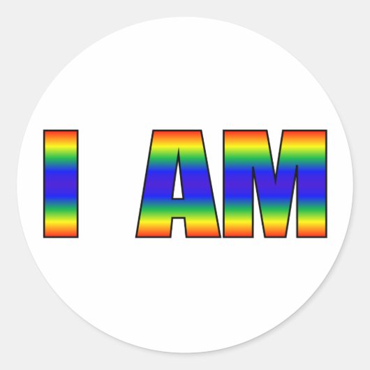 Rainbow LGBTQ Pride I AM Witte Achtergrond Ronde Sticker (Voorkant)