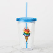 Rainbow LGBTQ+ Pride Ice Cream Acryl Drinkbeker (Voorkant)
