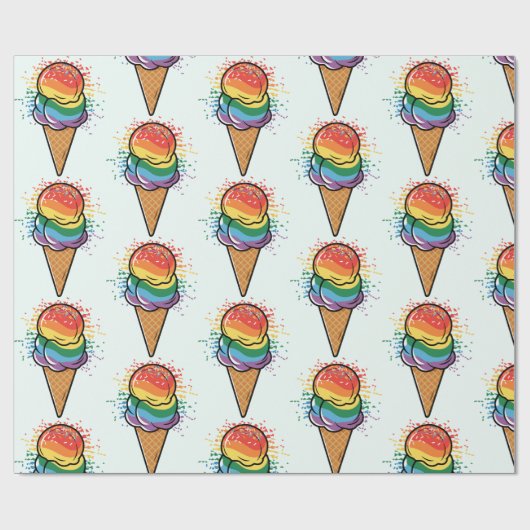 Rainbow LGBTQ+ Pride Ice Cream Cadeaupapier (Vlak)