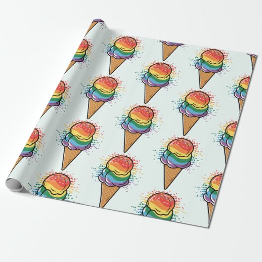 Rainbow LGBTQ+ Pride Ice Cream Cadeaupapier (Uitgerold)