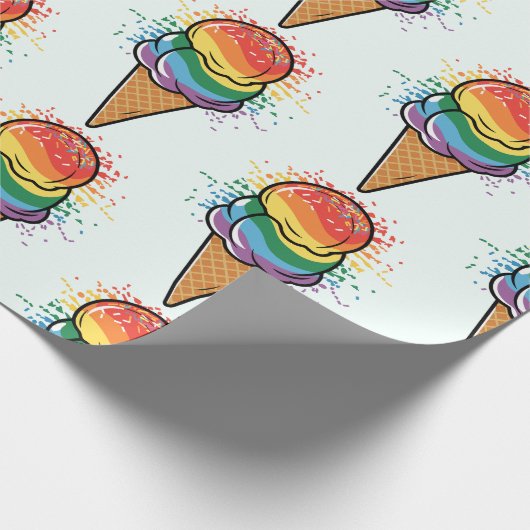 Rainbow LGBTQ+ Pride Ice Cream Cadeaupapier (Hoek)