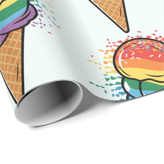 Rainbow LGBTQ+ Pride Ice Cream Cadeaupapier (Rol Hoek)