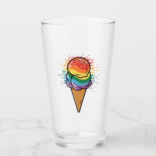Rainbow LGBTQ+ Pride Ice Cream Glas (Voorkant)