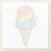 Rainbow LGBTQ+ Pride Ice Cream Glazen Onderzetter (Achterkant)