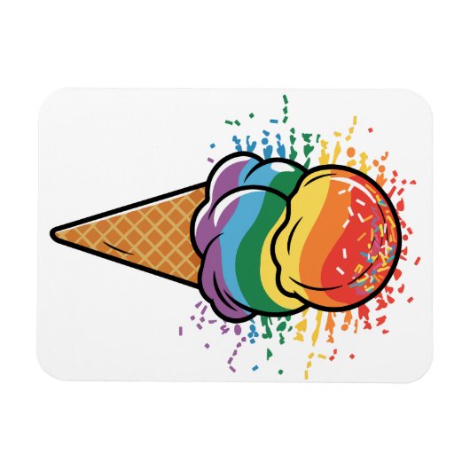Rainbow LGBTQ+ Pride Ice Cream Magneet (Horizontaal)