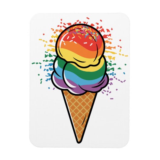 Rainbow LGBTQ+ Pride Ice Cream Magneet (Verticaal)