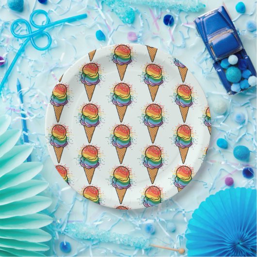 Rainbow LGBTQ+ Pride Ice Cream Papieren Bordje (Feest)