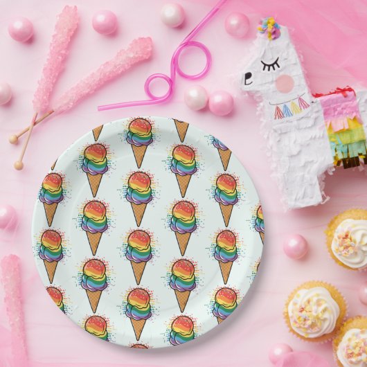 Rainbow LGBTQ+ Pride Ice Cream Papieren Bordje (Feest)