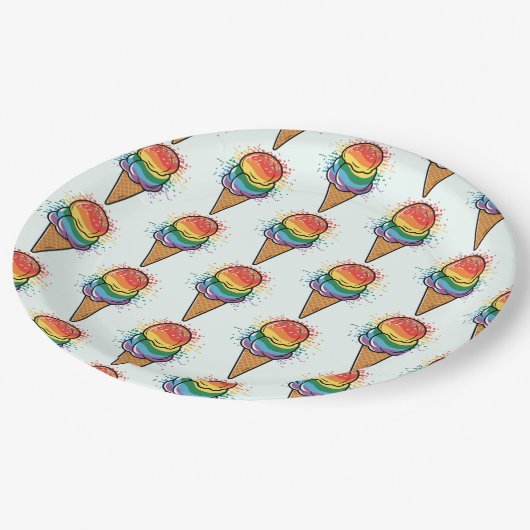 Rainbow LGBTQ+ Pride Ice Cream Papieren Bordje (Gekanteld)
