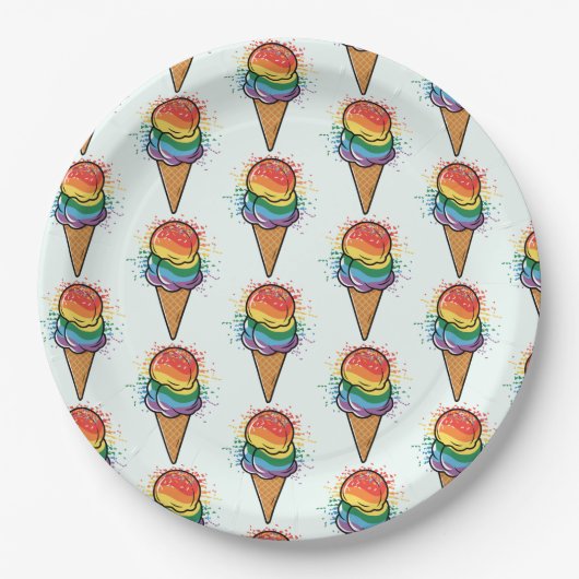 Rainbow LGBTQ+ Pride Ice Cream Papieren Bordje (Voorkant)
