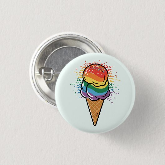 Rainbow LGBTQ+ Pride Ice Cream Ronde Button 3,2 Cm (Voorkant /achterkant)