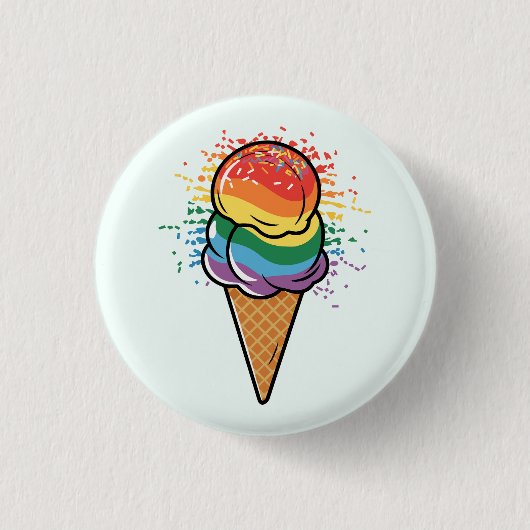 Rainbow LGBTQ+ Pride Ice Cream Ronde Button 3,2 Cm (Voorkant)