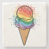 Rainbow LGBTQ+ Pride Ice Cream Stenen Onderzetter (Voorkant)