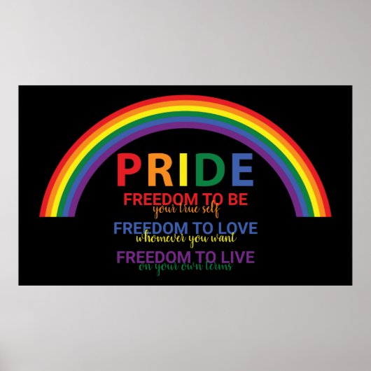 Rainbow LGBTQ Pride is Freedom Gay Rights Poster (Voorkant)