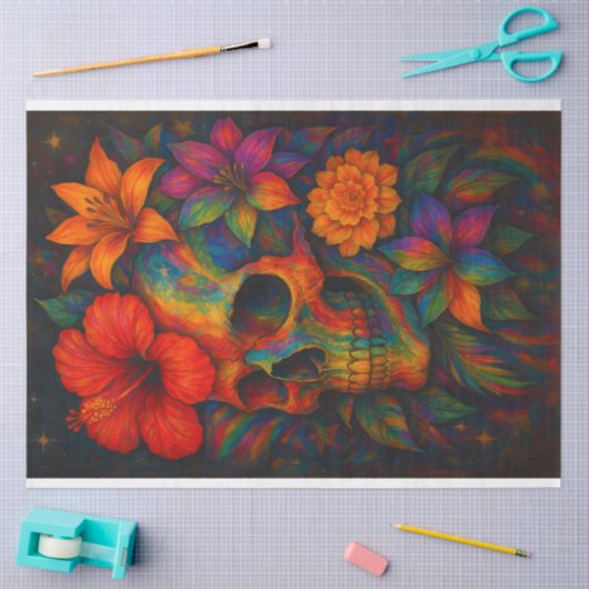 Rainbow LGBTQ Pride Skull Decoupage Papier (Craft)