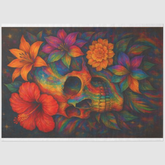 Rainbow LGBTQ Pride Skull Decoupage Papier (Voorkant)