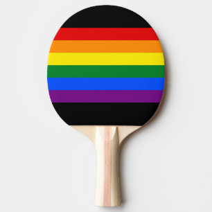 Rainbow LGBTQ+ Vlag pingelt Pong Paddle Bat (zwart Tafeltennisbatje
