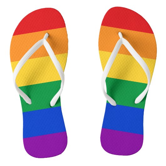 Rainbow LGBTQ-vlaggenkleuren Teenslippers (Voetbed)