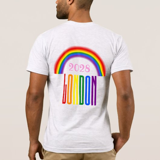 Rainbow LGBTQ voegt Jaar of Tekst Londen Pride toe T-shirt (Achterkant)
