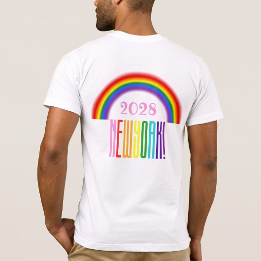 Rainbow LGBTQ voegt jaar of tekst New York Pride t T-shirt (Achterkant)