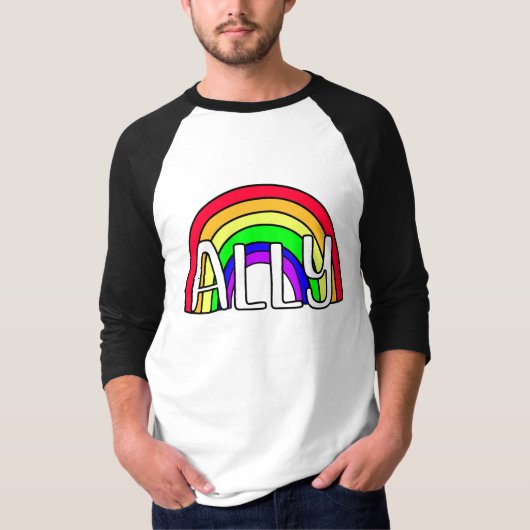 Rainbow LGBTQIA+-bondgenoot | Pride vlag T-shirt (Voorkant)